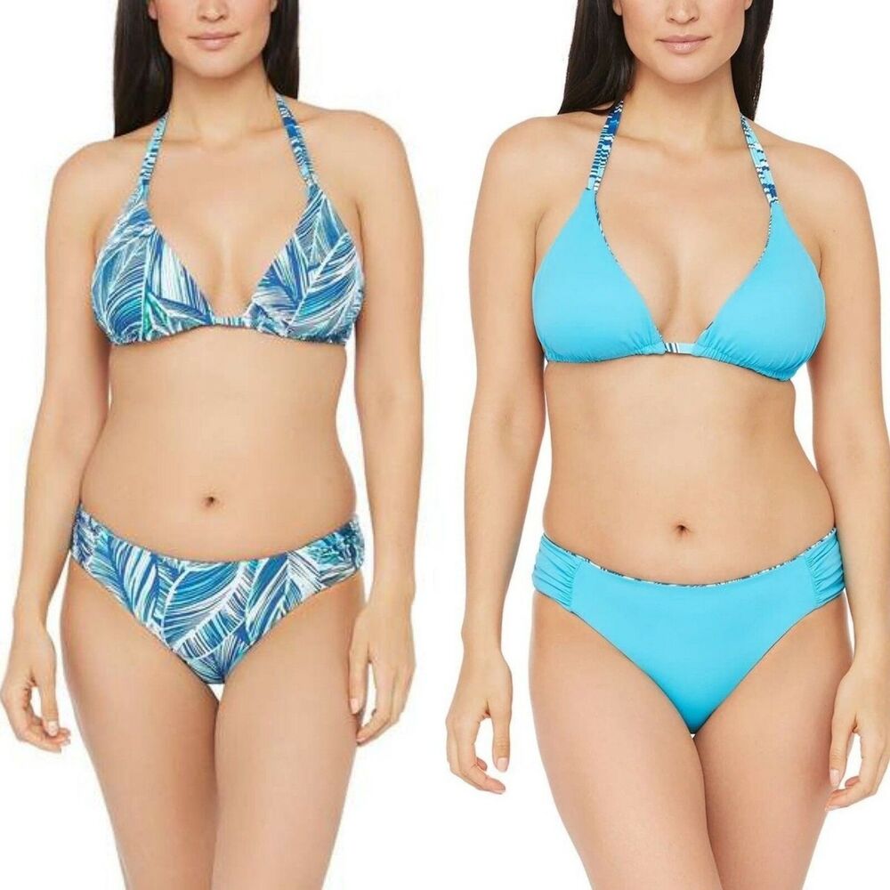 La Blanca Sketched Leaves Reversible Bikini